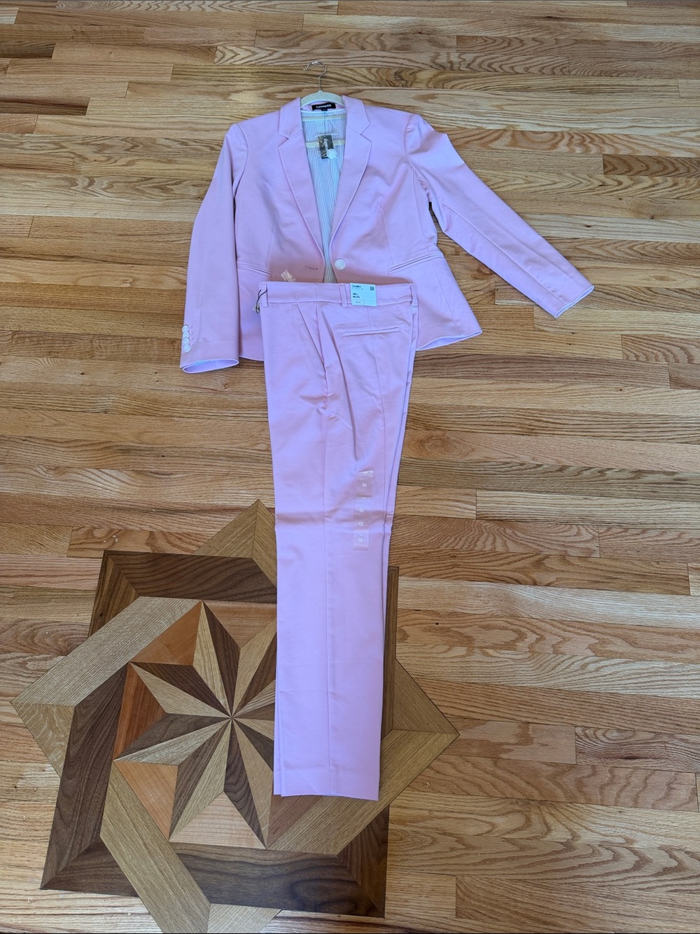 Express Women's Light Pink Tailored Pantsuit Blazer & Trousers
